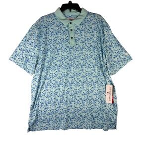 Grand Slam Performance Golf Polo Shirt‎ Mens XL Pastel Turquoise Floral NWT